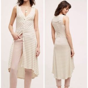 Anthropologie Postmark Sand-stripe Duster Vest